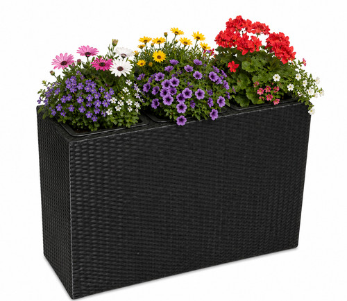 Polyrattan fach blumenkübel - polyrattan, 3-fach
